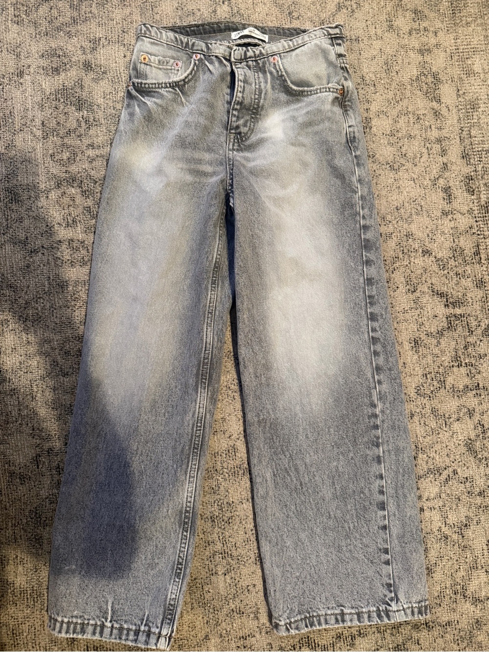 Zara Light Wash Kids Jeans - Faded Grey Wide Leg